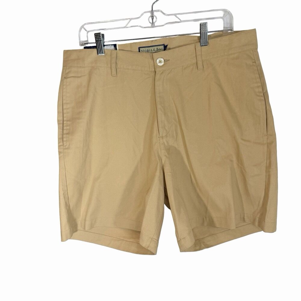 Mobile Bay Chino Short Men's Size 36 Tan Beige 6.5" Inseam 100% Cotton Flat NEW